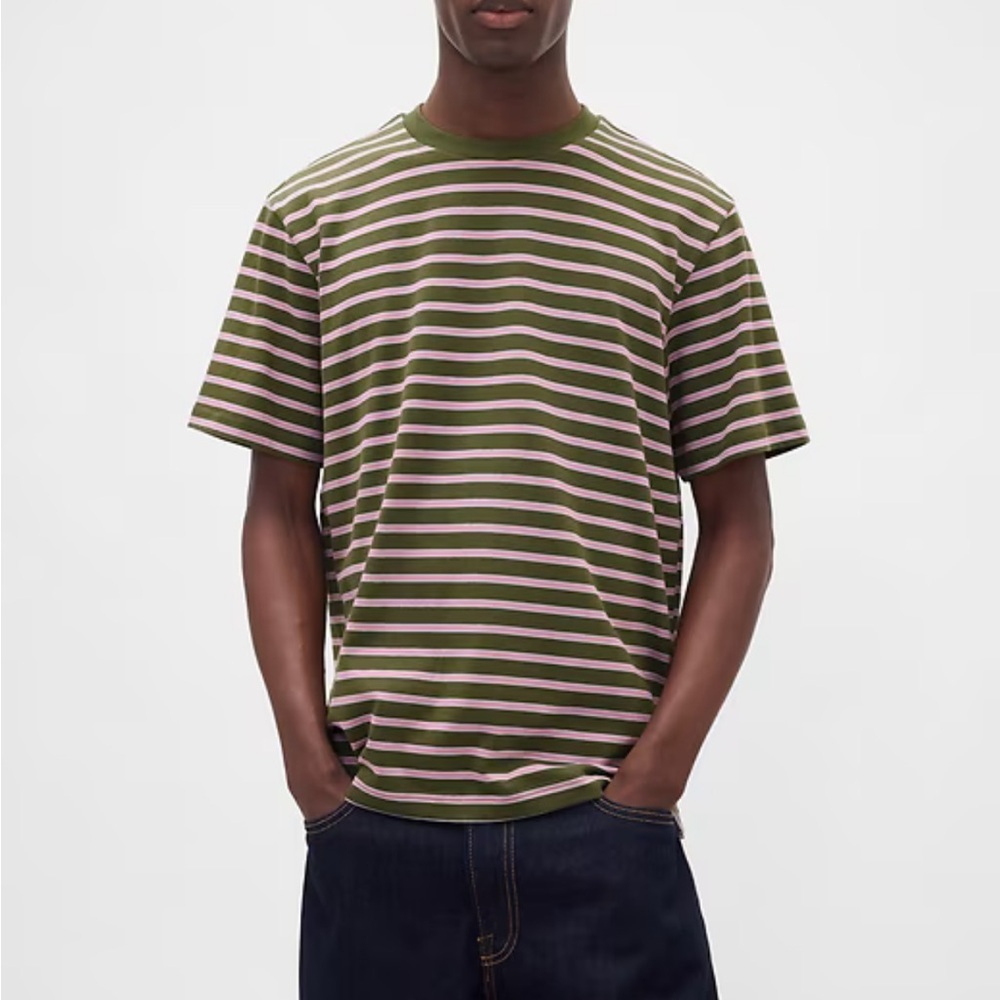 NWT GAP Pink and Green Striped Tee